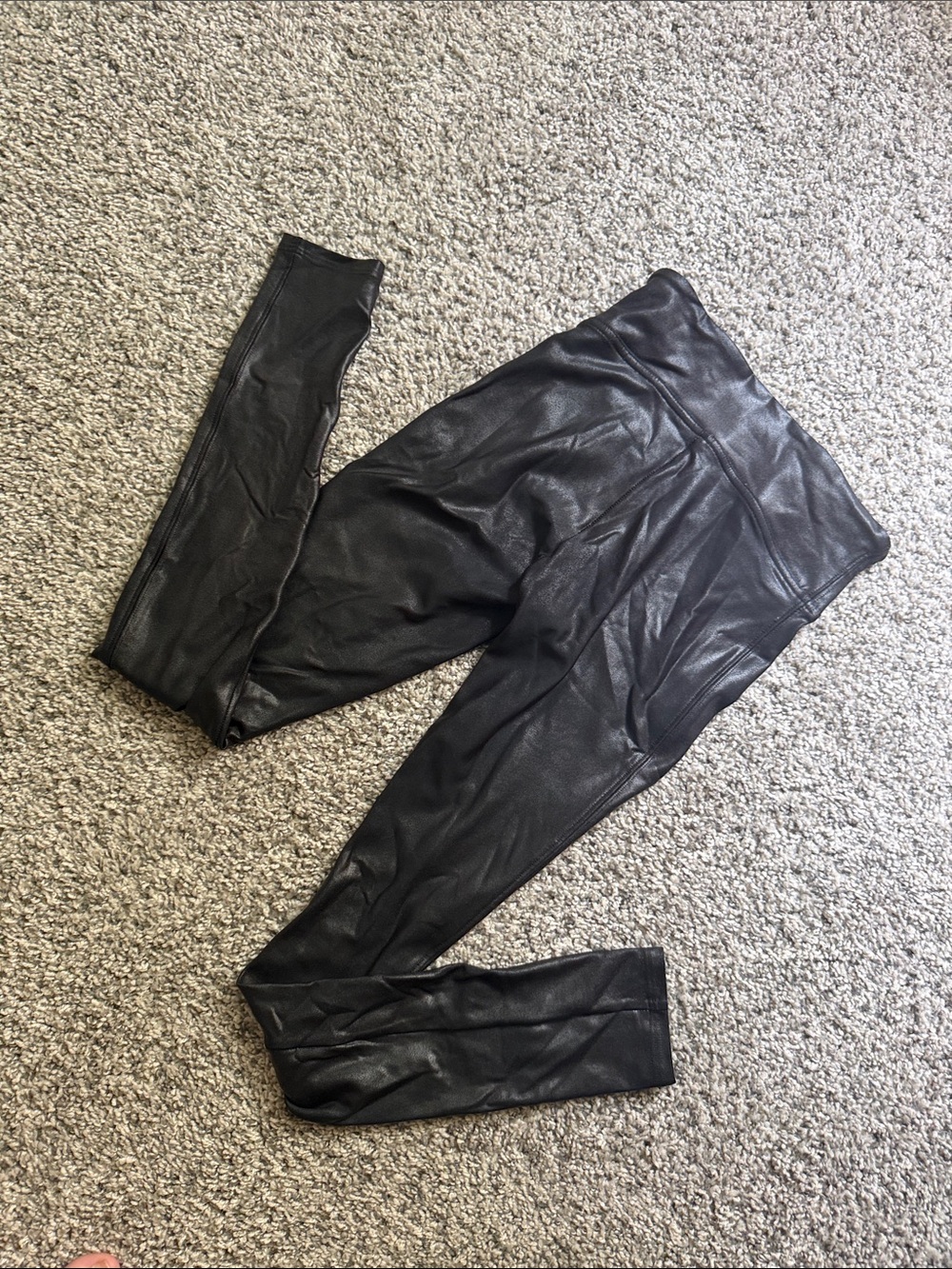 SPANX Black Faux Leather High-Rise Leggings - Picture 5 of 5